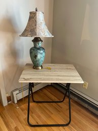 2 Pc's - Folding Table And Table Lamp