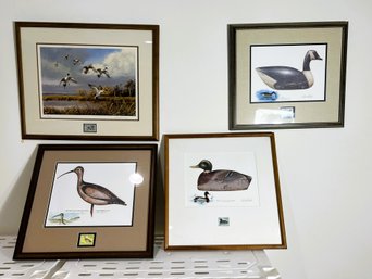 L1/ 4pcs - Framed Waterfowl, Duck Prints & Stamps: Eggert, Piscatori, Maass