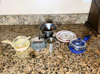 K/ 7 Piece Assorted Kitchen Items - Pewter, Metal, Glass, Guzzini & More