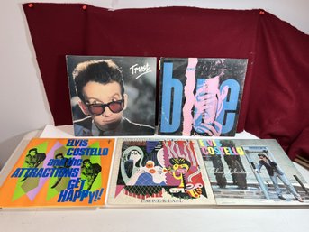 NBT/ 5pcs - 4 Vintage Elvis Costello 33rpm Vinyl Record Albums & 1 Empty Elvis Costello Album Cover