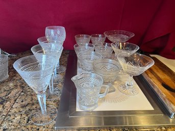 K/ 14 Assorted Pressed Glass Lot