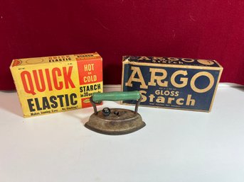 NBT/ 3pcs - Vintage Starch Boxes And Mini Iron