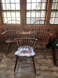 FR/ 3pcs - Vintage Colonial Style Wood Armchairs: Nichols & Stone, S. Bent Brothers