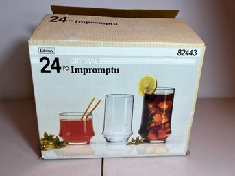 L2/ New In Box - 24pc Libbey Crystal Glassware - Impromptu