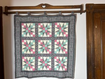 1BR/ 2pcs - Square Star Wall Quilt 'Fifty Forty Or Fight' And Wall Hanger