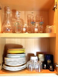 L2/ 2shelves - Nice Assortment Of Plates And Glassware: Pfaltzgraff, Kora, Alcobaca Etc