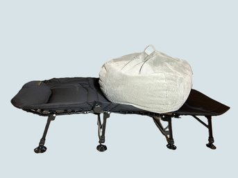 L3/ 2pcs - Cabelas Folding Camp Chaise Lounge-cot And Corduroy Bean Bag Chair