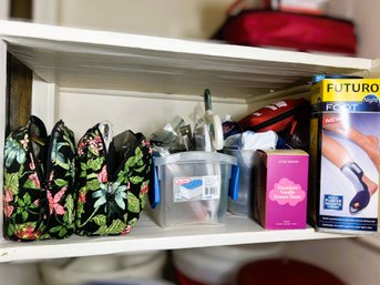 2HC/ Shelf - Miscellaneous Bathroom Items: Cosmetic Bags, Curling And Straightening Irons Etc