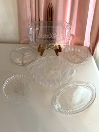 LR/ 6 Serving Glass Dishes - 3 Divided Sections & 1 Round Frosted, 1 Oval, 1 Rectangle The Last Supper