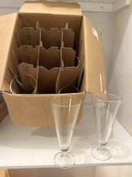 CRF3/L: Box With 12 Princess House Etched Pilsner Glasses With Wheat Design