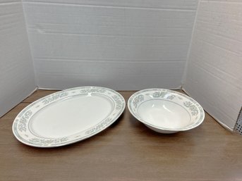 CR/A 2pcs - Fairfield Fine China Serving Pieces - Large Platter And Vegetable Bowl