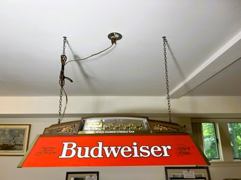 L3/ Large Hanging Budweiser Pub Light - Electric Plug In - 25' Chain Length