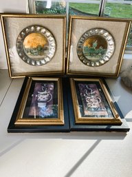 4 Pc Glass Enclosed Artwork