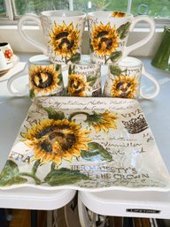 6 Pc Maxcera 'Sunflower Crown' China - Mugs And Plate