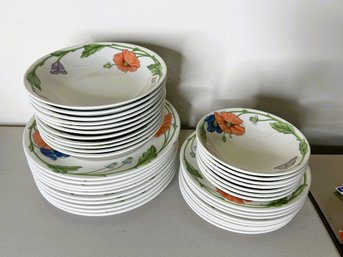 36 Pc's Villeroy & Boch 'Amapola' Plates And Bowls