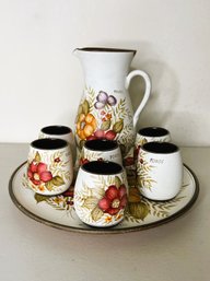 8 Pretty Painted Pottery Drink Set 'Poros'