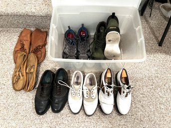 L2/ Bin 7pair - Golf Shoes, Orvis Boots, Vintage Moccasins Etc