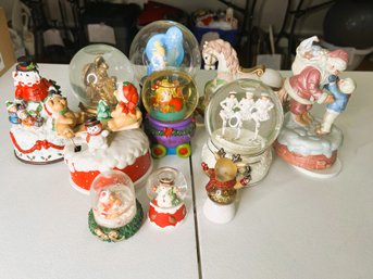 Box Of 11 Christmas Snow Globes And Music Boxes