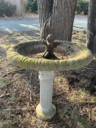 FY/ 3pcs - Large 2 Piece Stone Bird Bath With Metal Angel-Fairy Figure