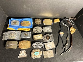 K/ Box 20pcs - Cool Belt Buckle And Bolo Tie Collection