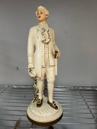 CR/A 1700's Painted Chalkware Statuette Of A Well Dressed 18th Century Gentleman