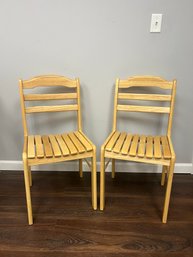 T/ 2 Wood Slat 'Mill Store' Side Chairs - Very Sturdy