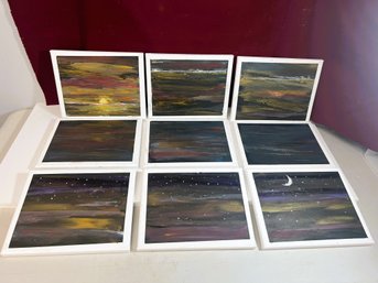 T/ Bag 9pcs - Matching Paint On Canvas Wall Art - Stages Of Sunset