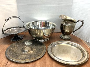 CR/A Box 5pcs - Large Size Serving Silver Plate Lot: Oneida, Rogers Etc