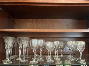 24 Pcs Asst Crystal & Glass Stemware Including Waterford And Others