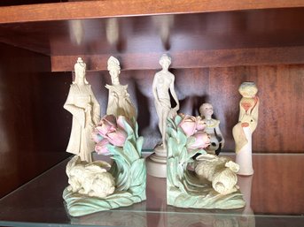 7 Pc's Unique Book Ends And Figurines