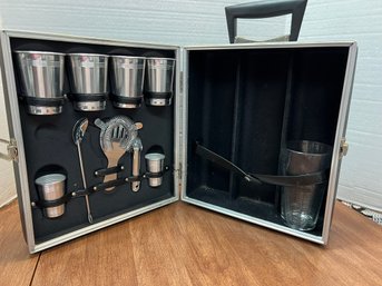 CR/A Midcentury Travel Bar Set In Carry Case