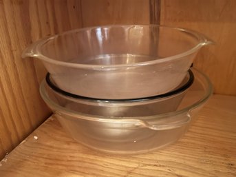 K/ 5 Assorted Clear & White Serving Bowls - Anchor Hocking, Pyrex, Crate & Barrel Etc