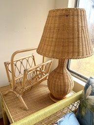 SR/ 2pcs Wicker Accents - Table Lamp And Magazine Rack