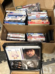 C/ Box With 60 Plus DVD's, Shaggy Dog VHS, Mixed CD's