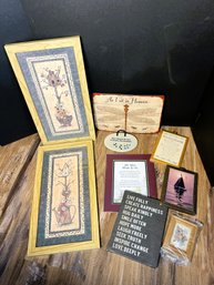 FR/ 9pcs - Whimsical And Inspirational Wall Plaques And 2 Framed Prints