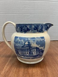 CR/A Vintage Wedgwood Transferware Pitcher With Boston State House Scene