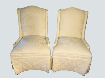 FR/ 2pcs - Lovely Off White Floral Upholstered Side Chairs - Guardsman Furniture