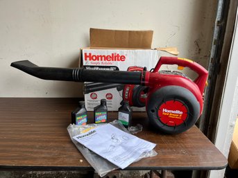 G/ Box 4pcs - HomeLite Gas Powered 'Yard Broom II' And 3 Bottles Of 2 Cycle Engine Oil