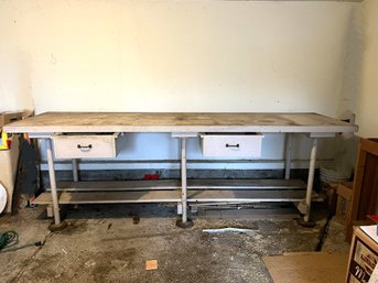 G/ Large Homemade Heavy Duty Work Bench - Over 9' Long!