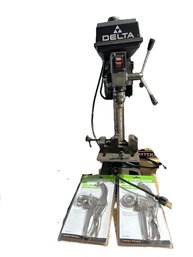G/ 3pcs: Delta Bench Top Drill Press Model RM-307 And 2 New 9' Locking Clamp Pliers