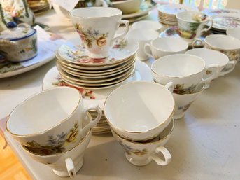 52 Pc's Large Bone China Lot - Teacups, Saucers, Plates