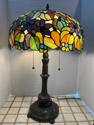 K/ Tiffany Style, Double Pull Chain, Colorful And Gorgeous Table Lamp