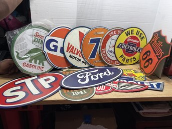 G/ Box Of Automotive Metal Signs #2