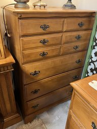CR/E - Tall Maple 5 Drawer Dresser With Metal Pulls