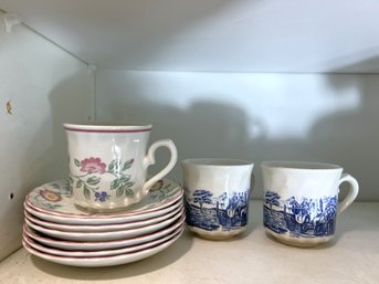 K/ 10pcs - Teacups And Saucers: 'Churchill' Etc