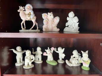 10 Pcs - Small Figurines - 7 Are Dept 56 Snowbabies And 3 Are Similar Items