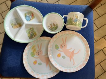 K/ 5pcs - Children's Melamine Plates And Cup - Beatrix Potter Etc