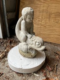 G/ 2pcs - Stone Statue #1: Boy On Fish With Plaster Base