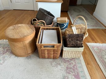 E/ 18pcs - Large Lot Of Assorted Sizes And Shapes Of Woven Baskets And Bins