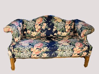 LR/ Pretty Floral Sofa By Angel House Designs In Navy Pink And Green Tones
